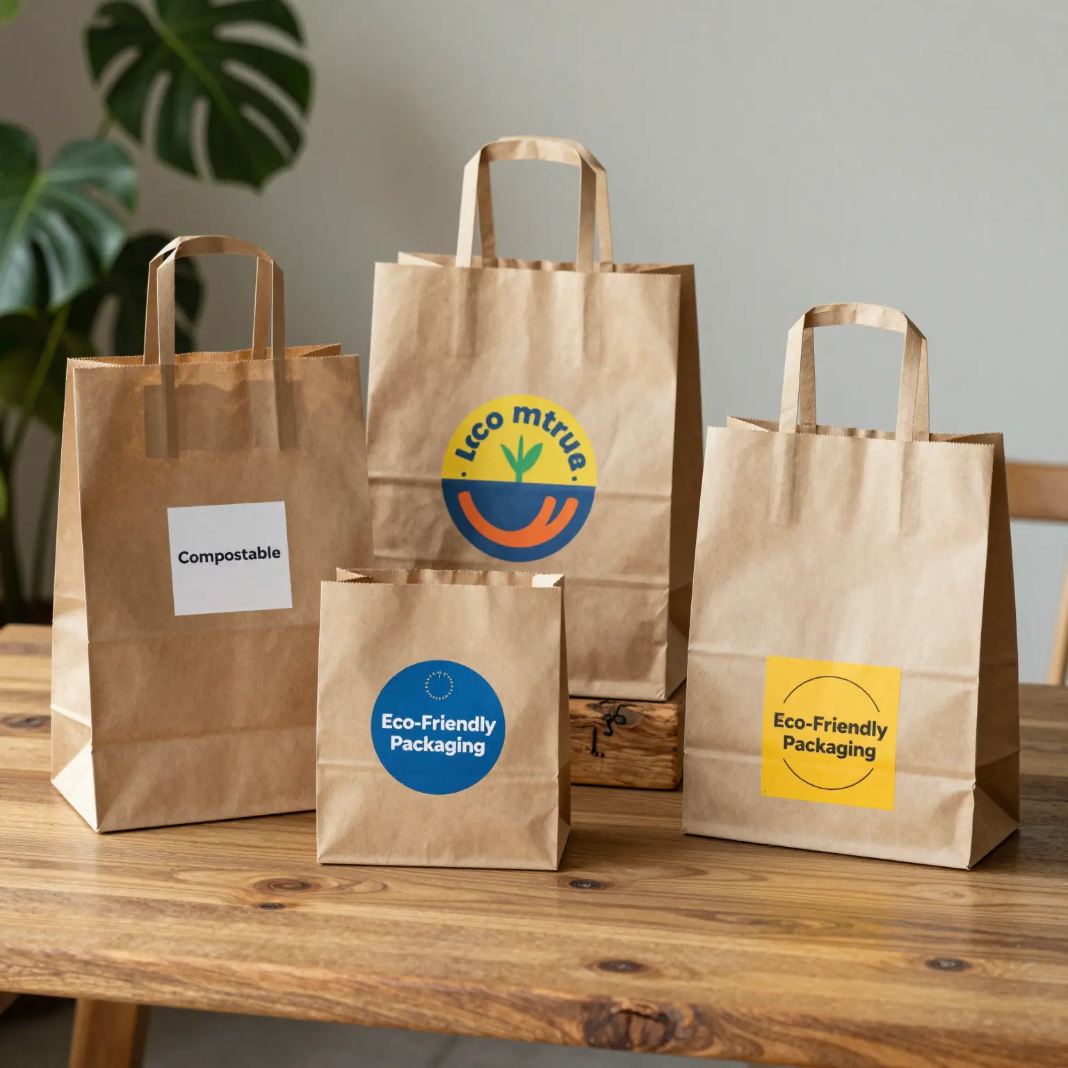 Labeled Takeout Paper Bags