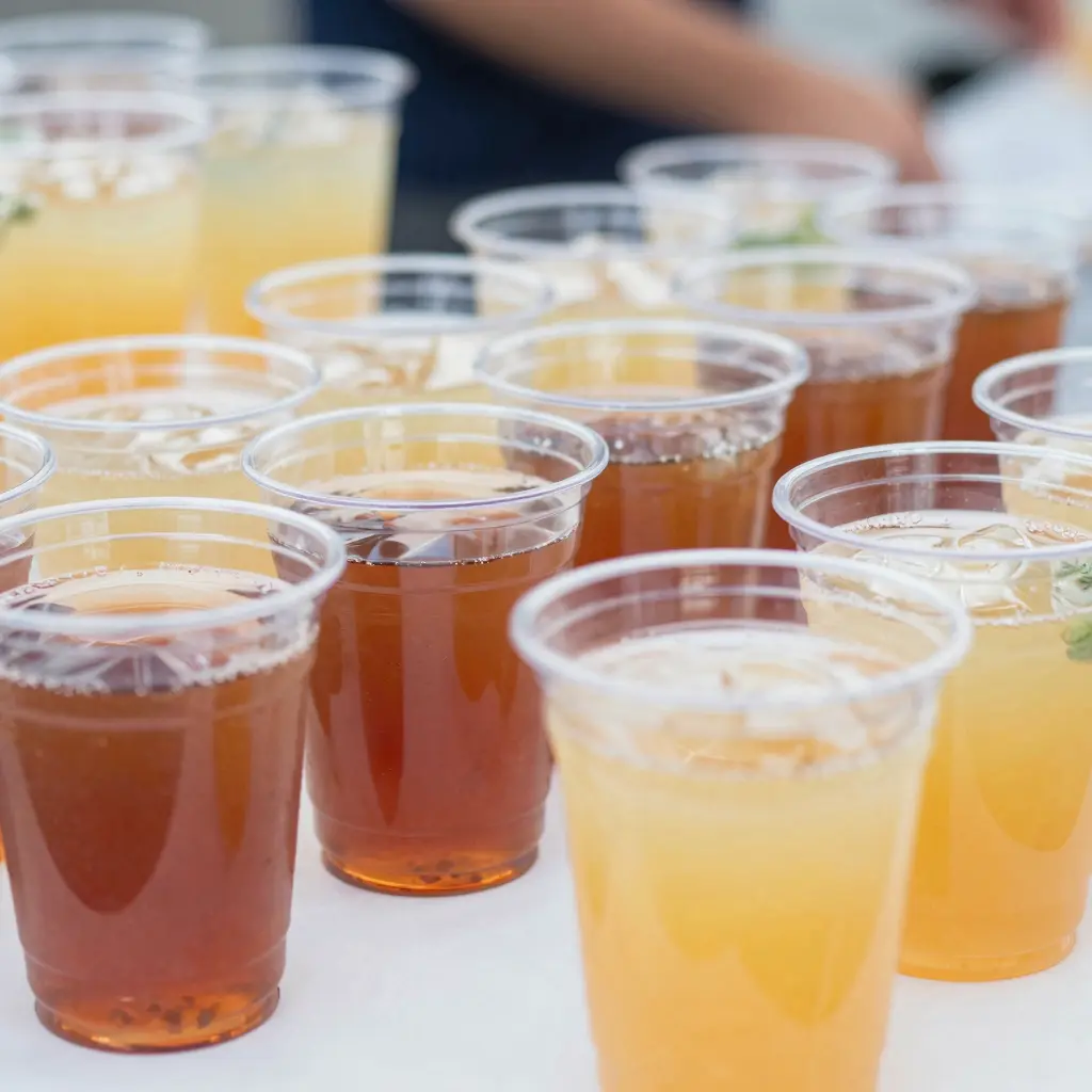 Clear Plastic Cups in Use