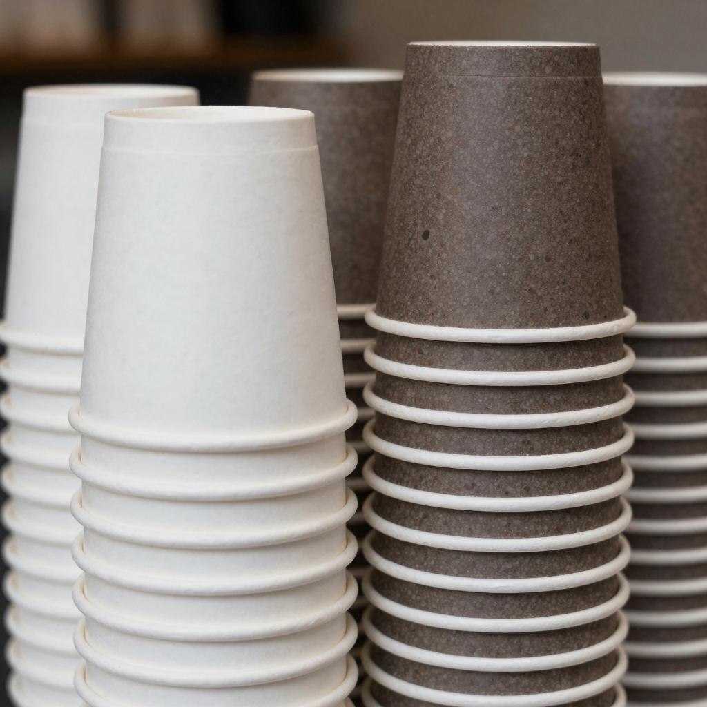 Stack of paper cups for hot drinks