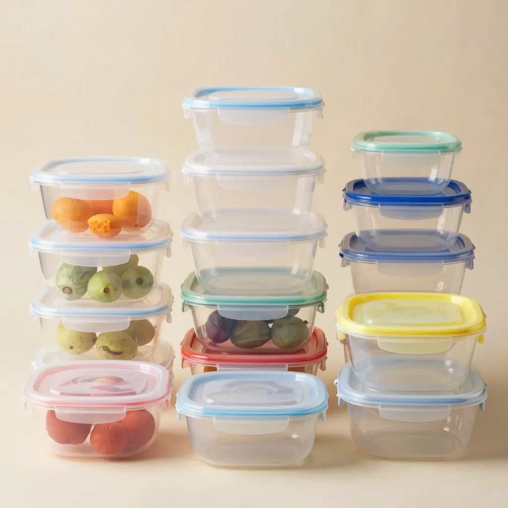 Various plastic food containers