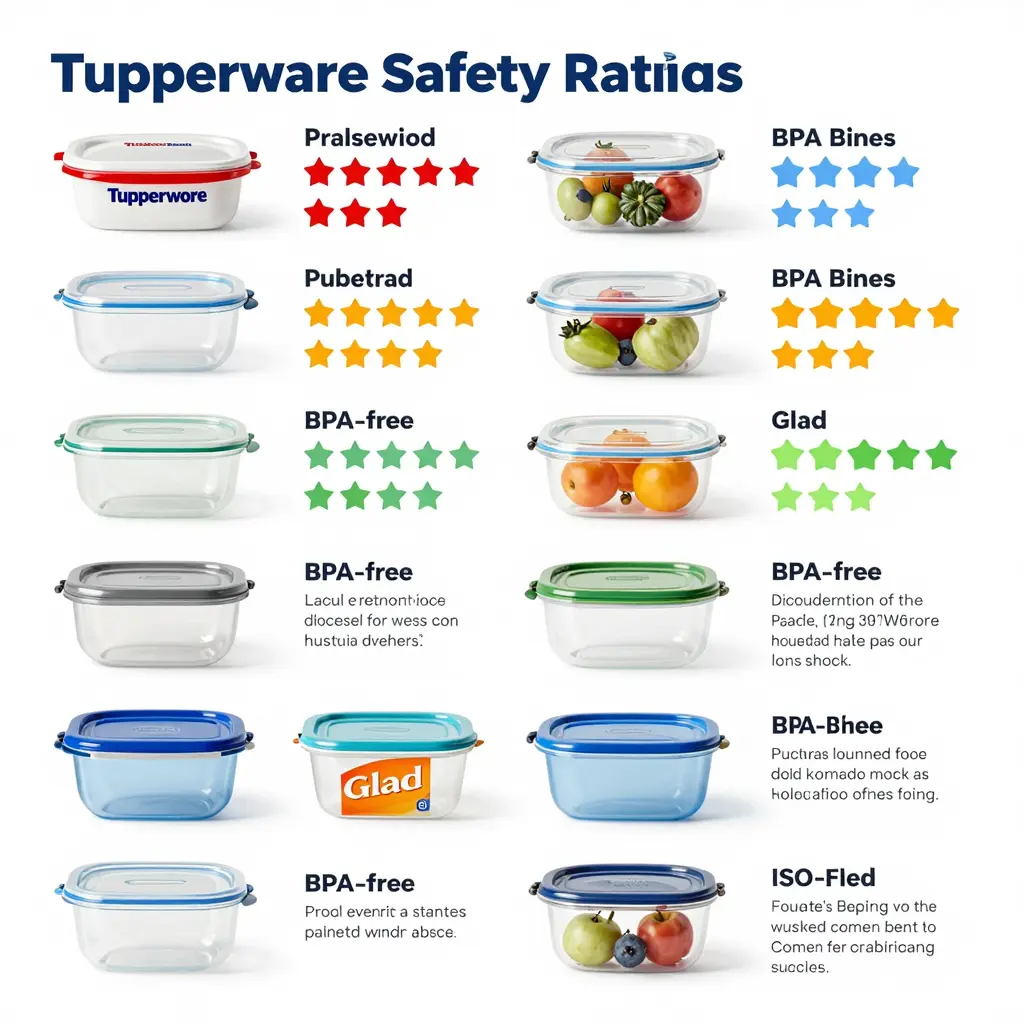 Infographic comparing safety ratings of plastic food containers