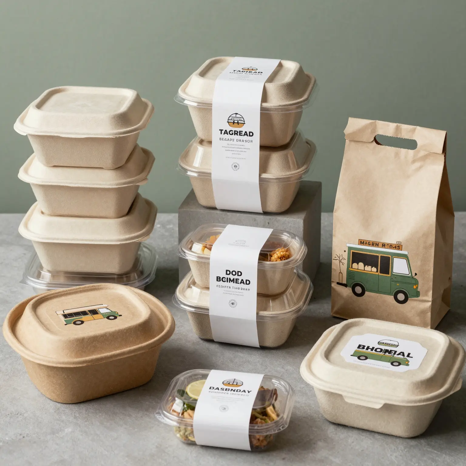 Plastic food containers demonstrating transparent design