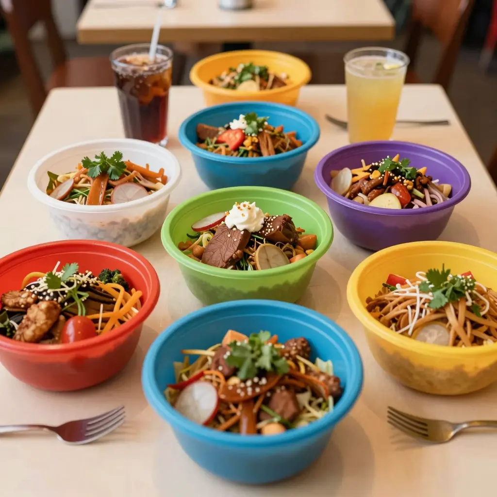 24 oz Disposable Bowls in a Restaurant Setting