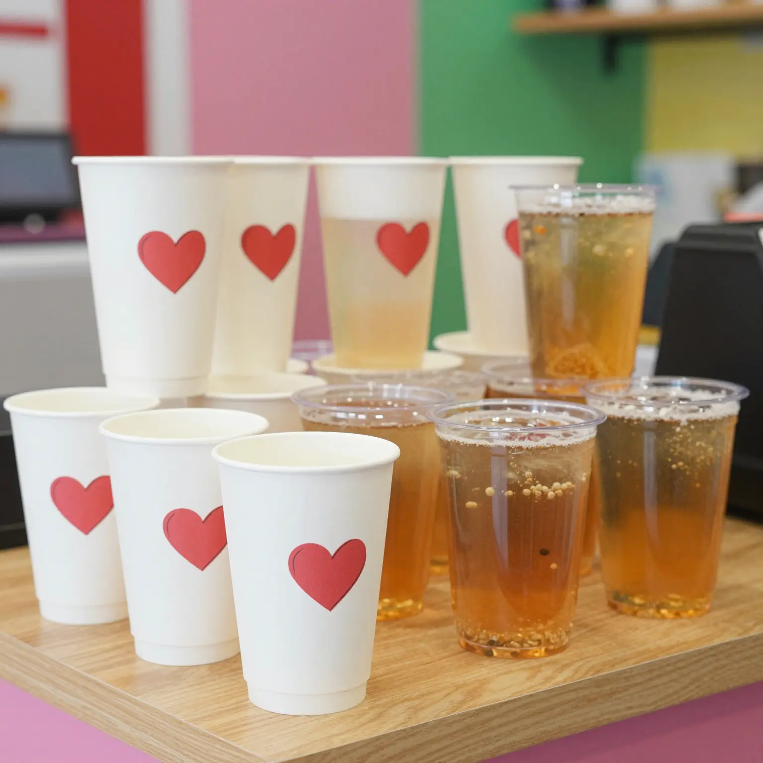 50ct Personalized Two Hearts Disposable Plastic Cups