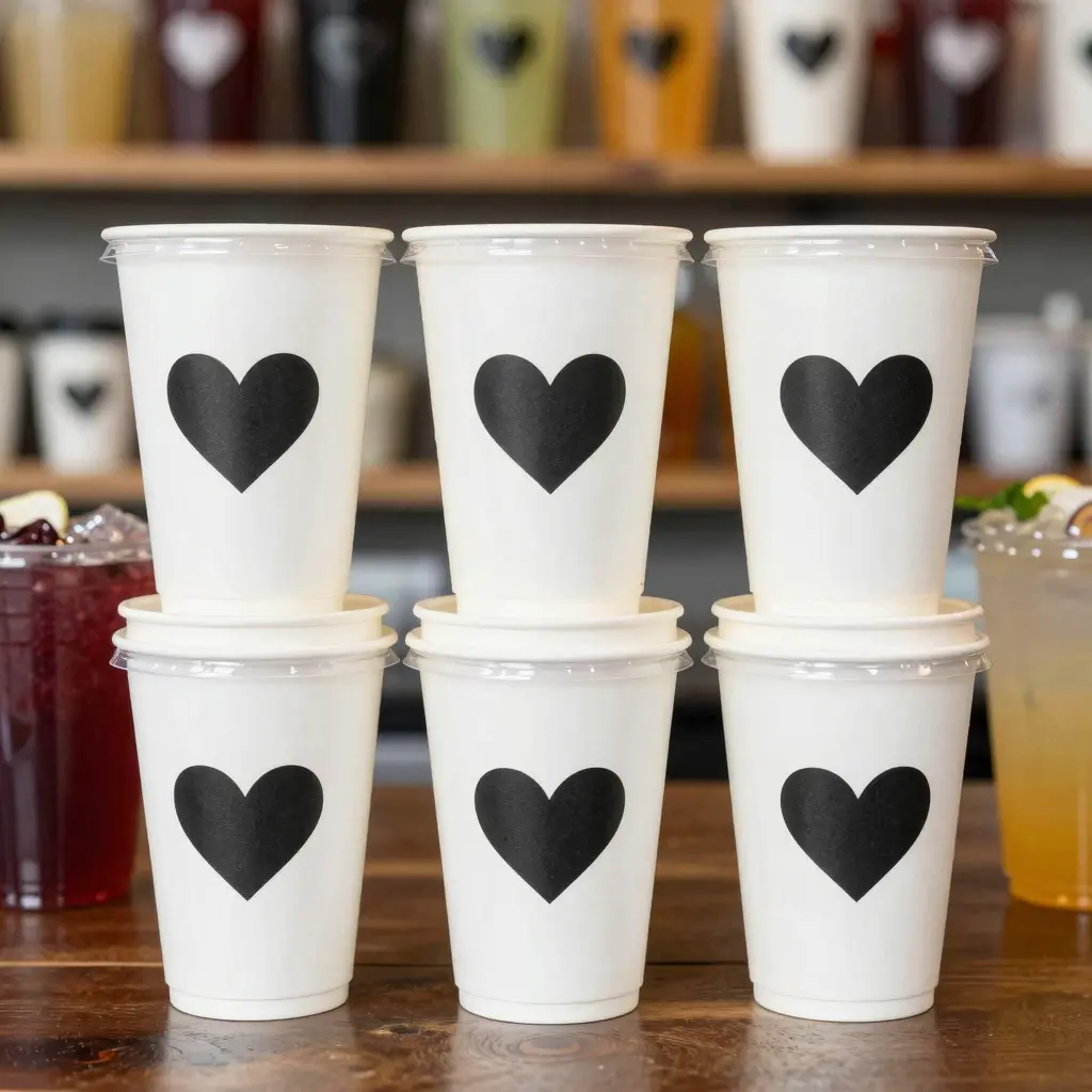 50ct Personalized Two Hearts Disposable Plastic Cups
