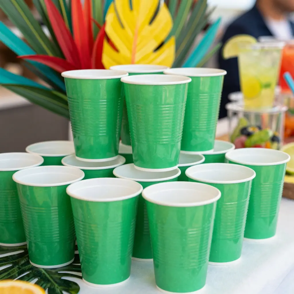 Green Disposable 12oz Plastic Margarita Cups
